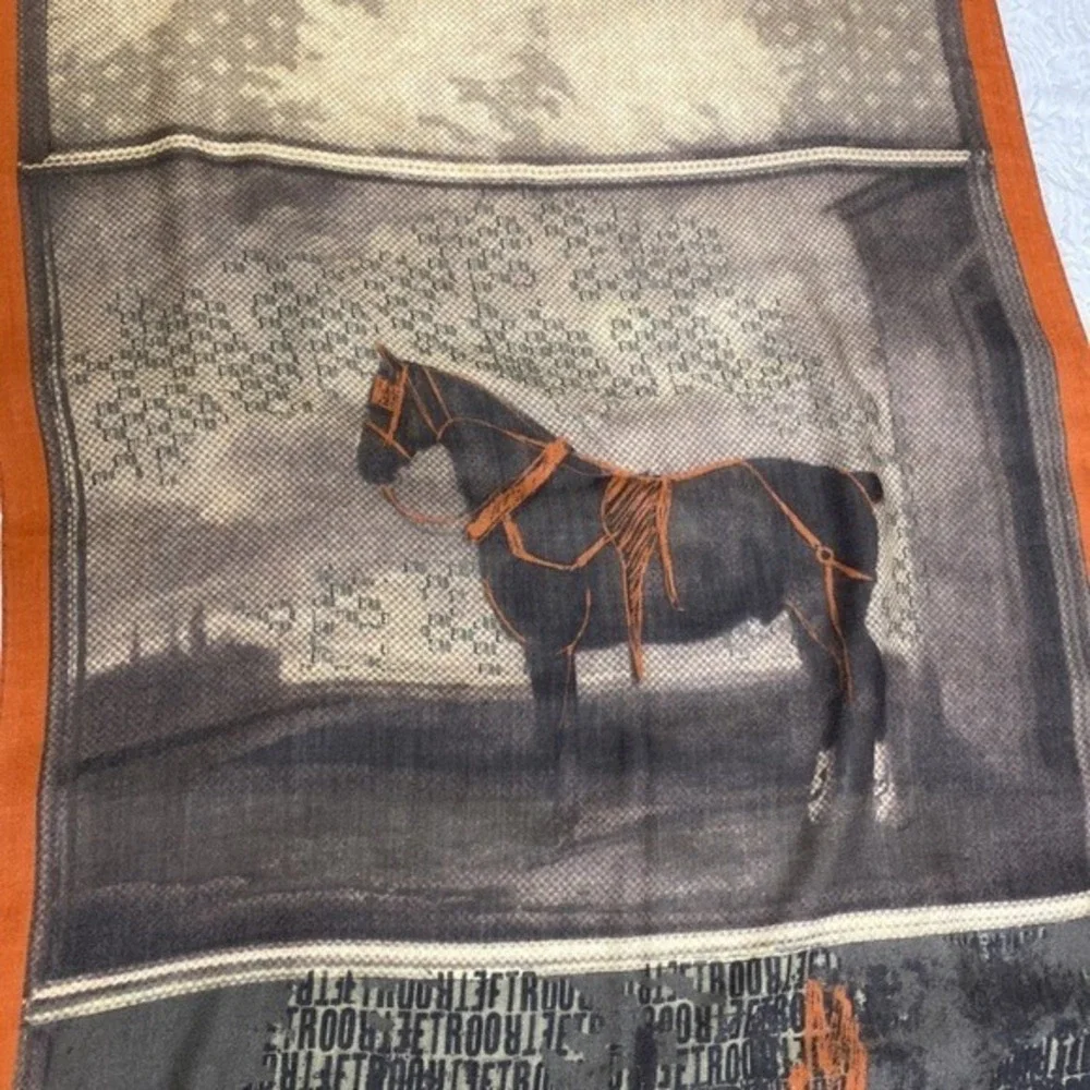 Etro Horse‎ Pegasus Wool Challis Scarf